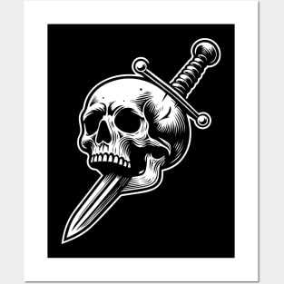 skull with sword design Posters and Art